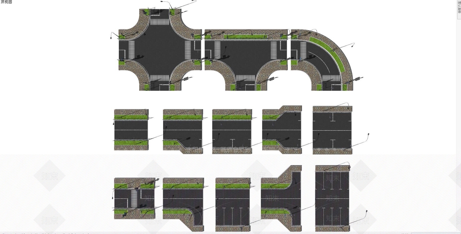 现代风格道路SU模型下载【ID:972453741】