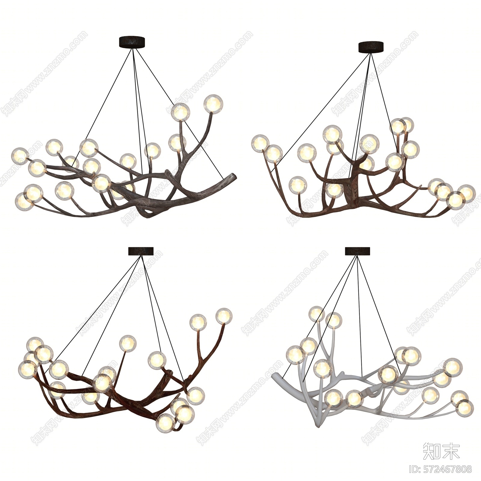 北欧干树枝吊灯3D模型下载【ID:572467808】