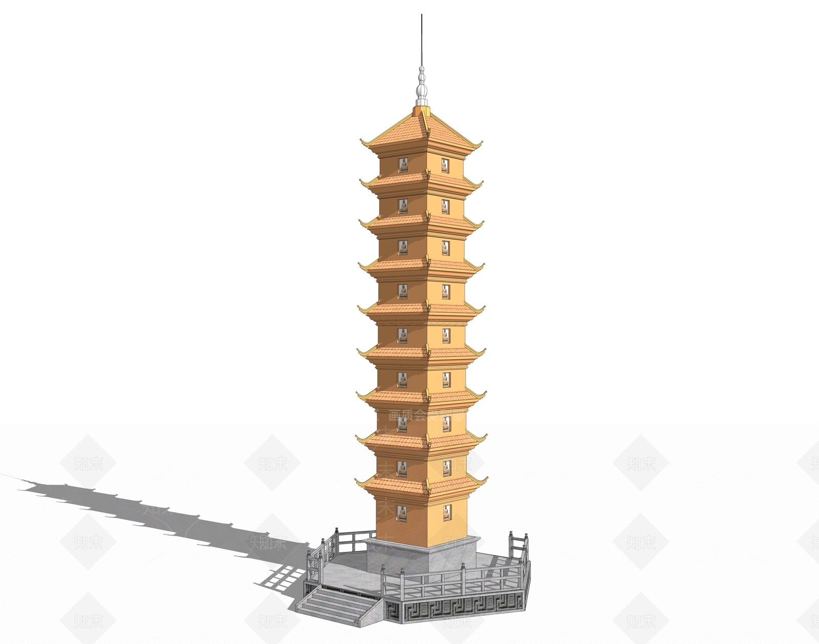 现代风格塔楼SU模型下载【ID:572471327】