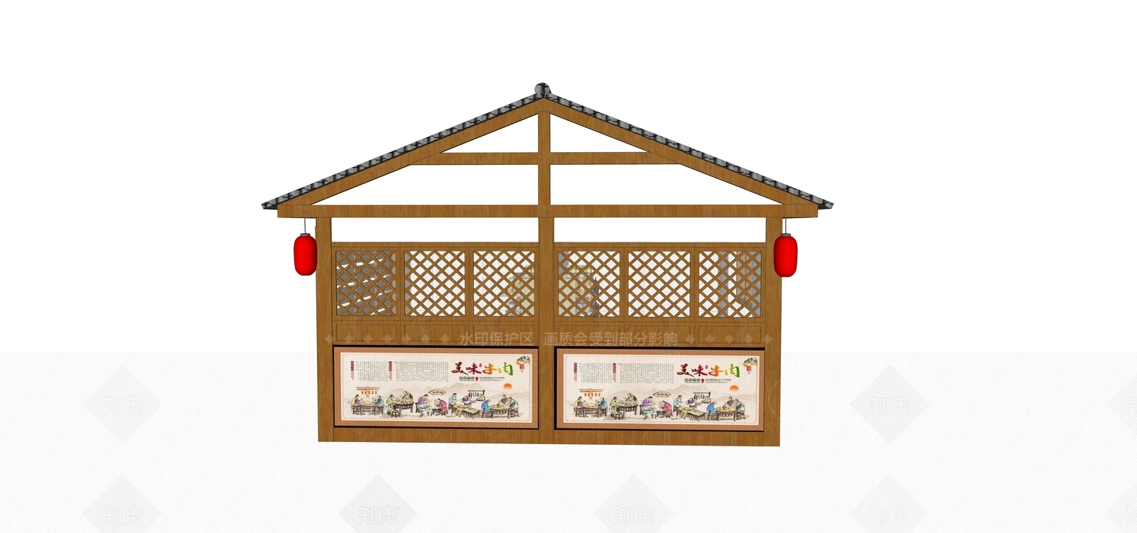 中式售卖亭SU模型下载【ID:172499162】