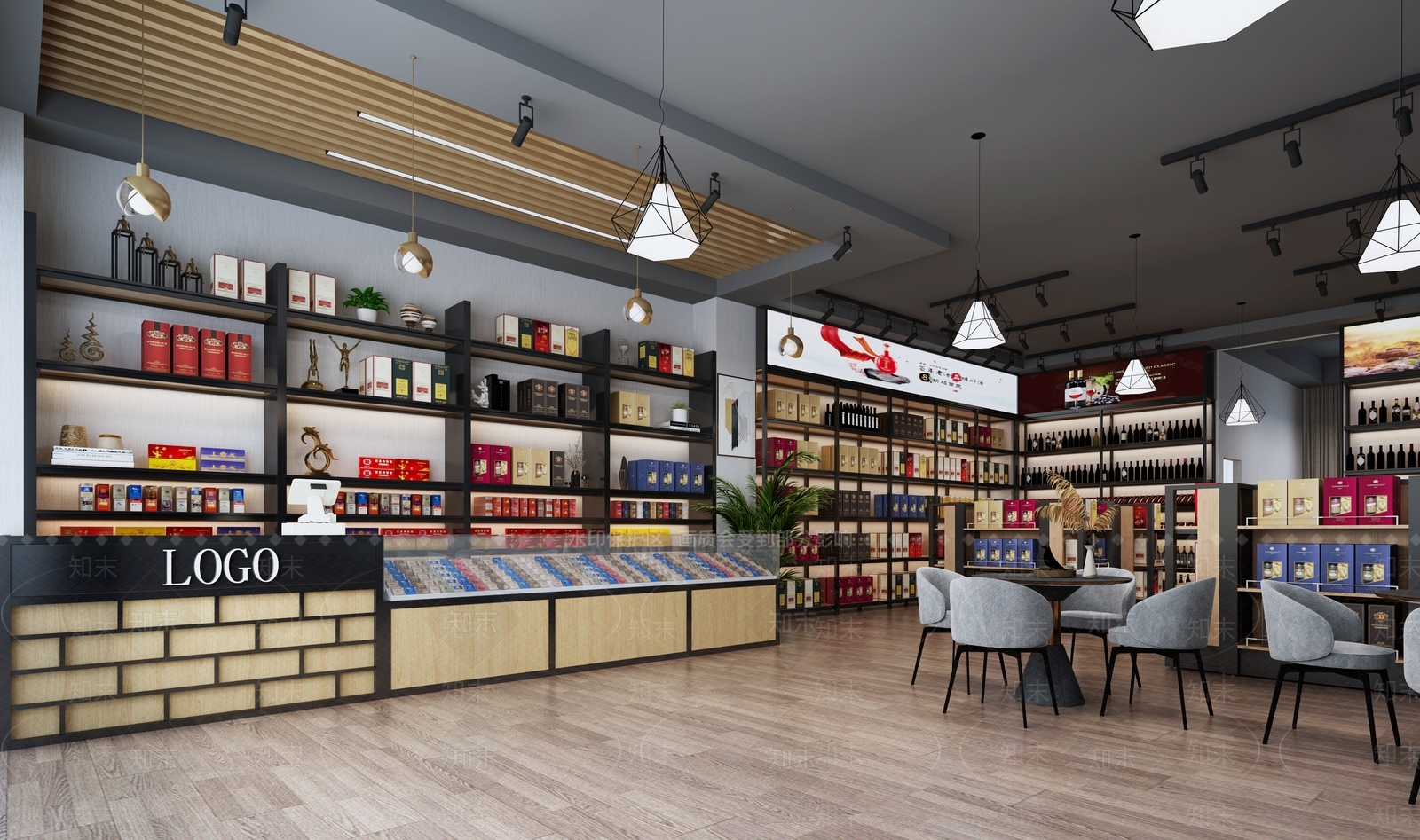 工业风烟酒店3D模型下载【ID:672501155】
