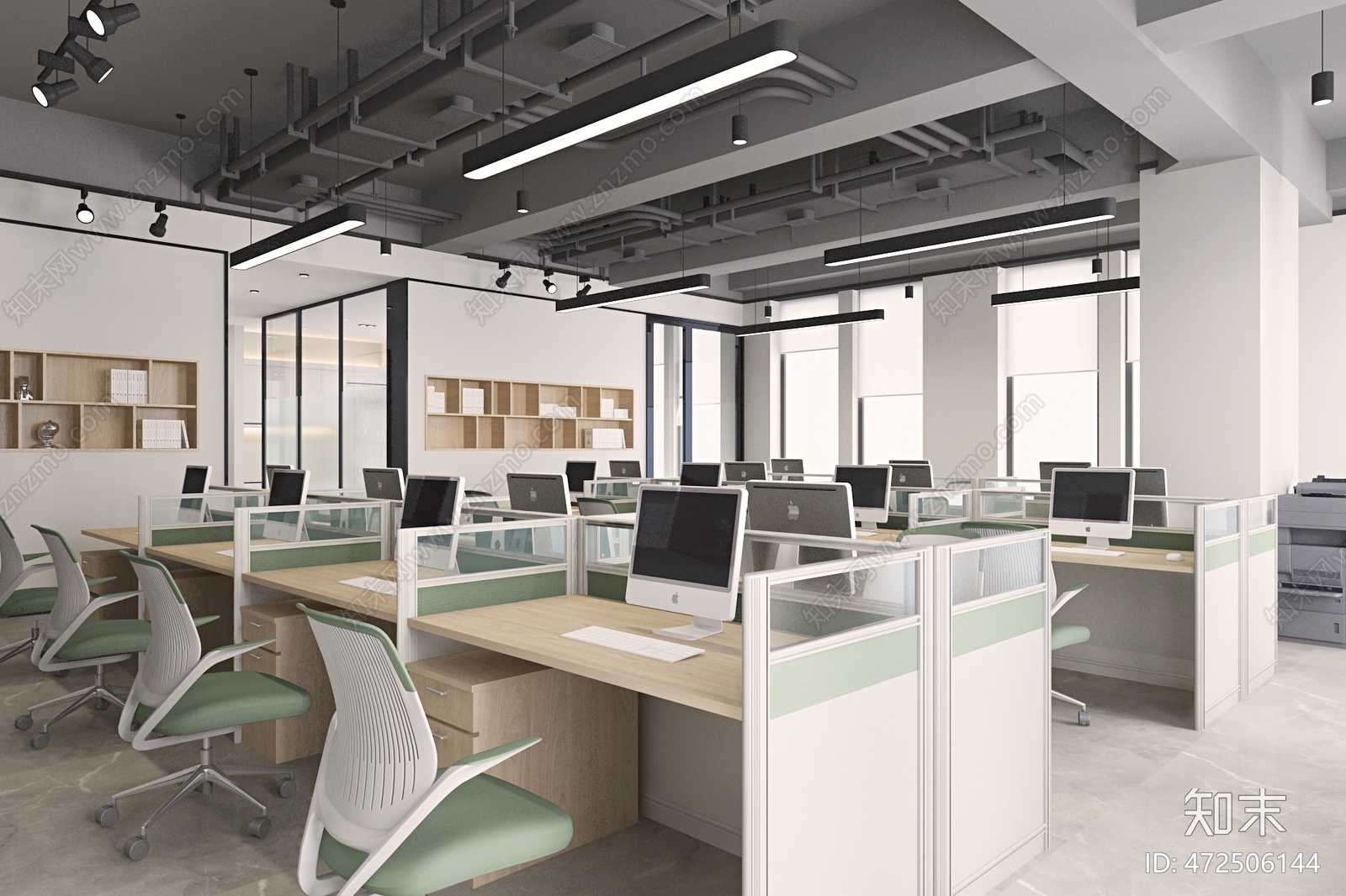 全套时尚办公空间施工图下载【ID:472506144】