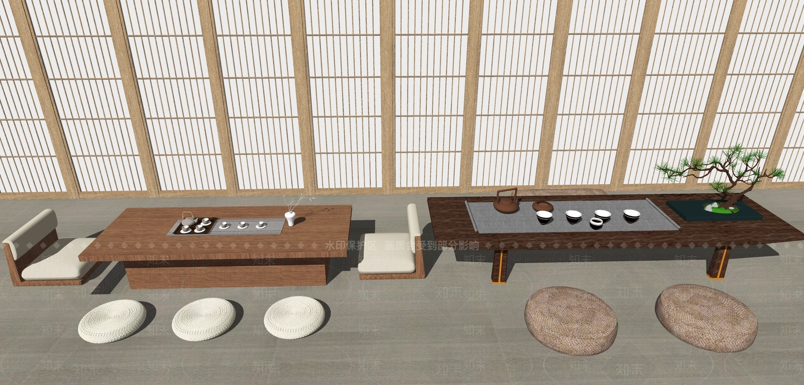 日式风格茶室SU模型下载【ID:972522331】