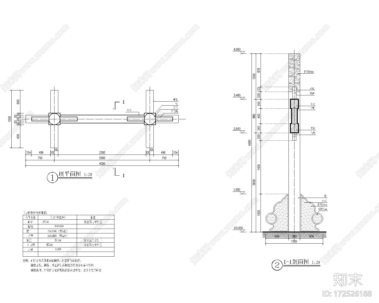 苏式古建筑仿古石牌坊天正T20版本全套图纸施工图下载【ID:172526188】