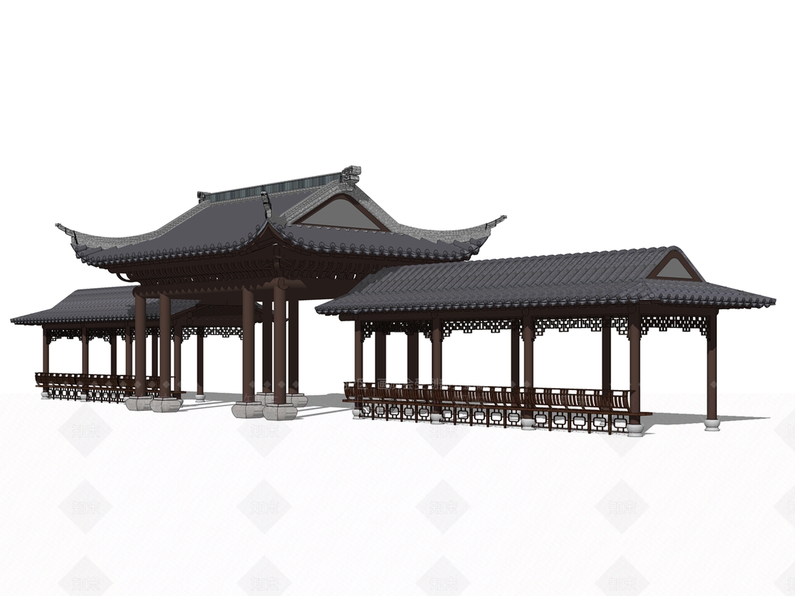 廊架SU模型精品下载_SketchUp模型_知末网