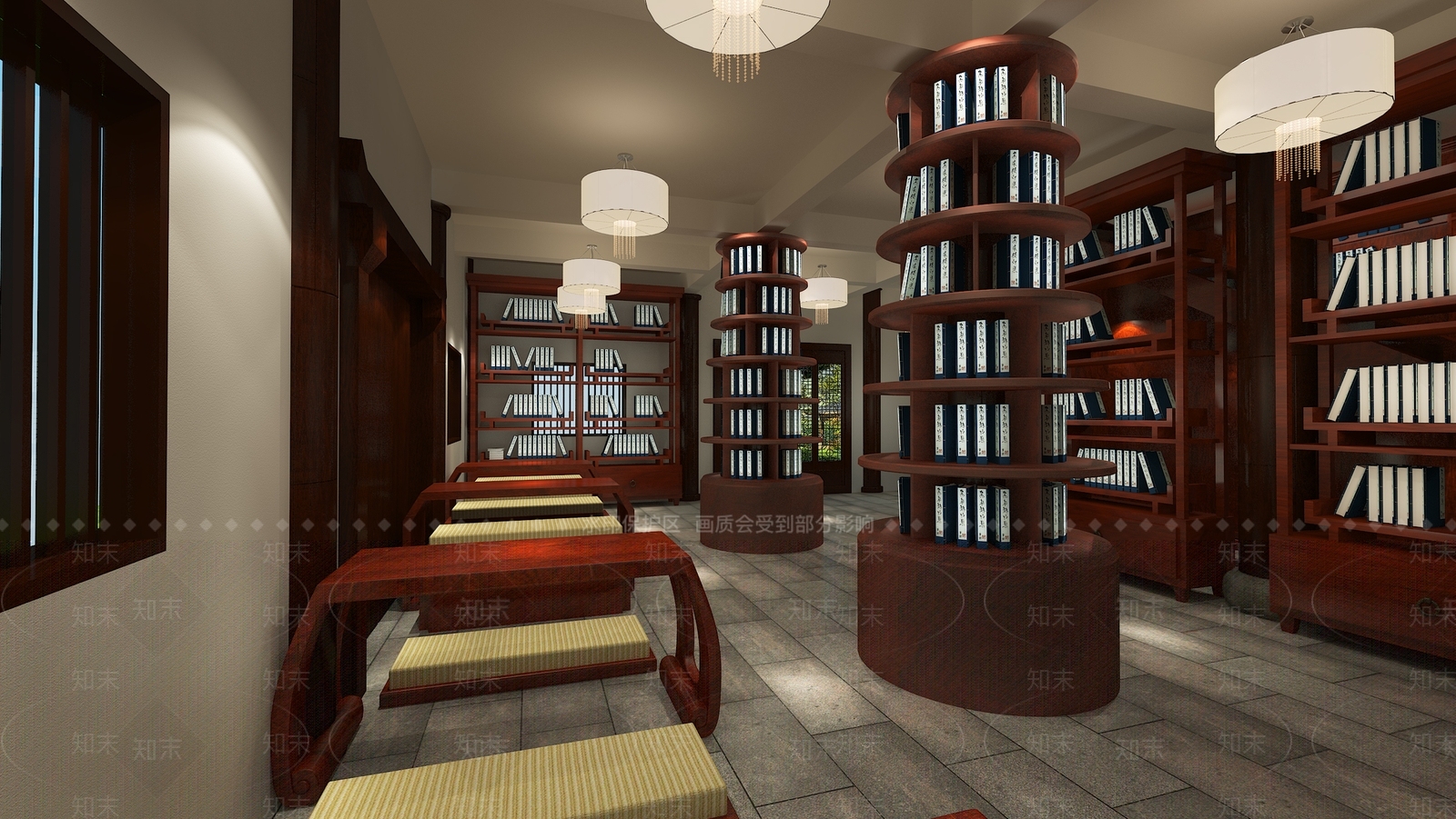 中式风格图书馆3D模型下载【ID:872538235】