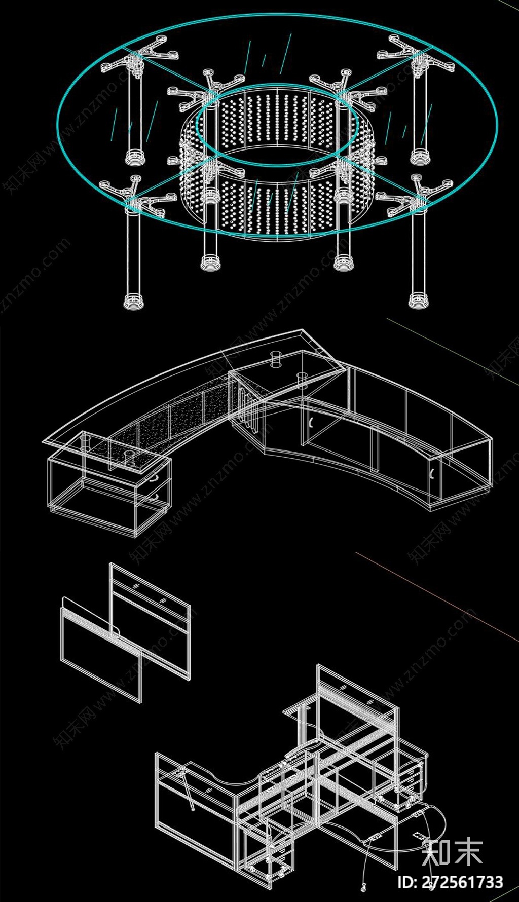 三维办公家具CAD图纸施工图下载【ID:272561733】