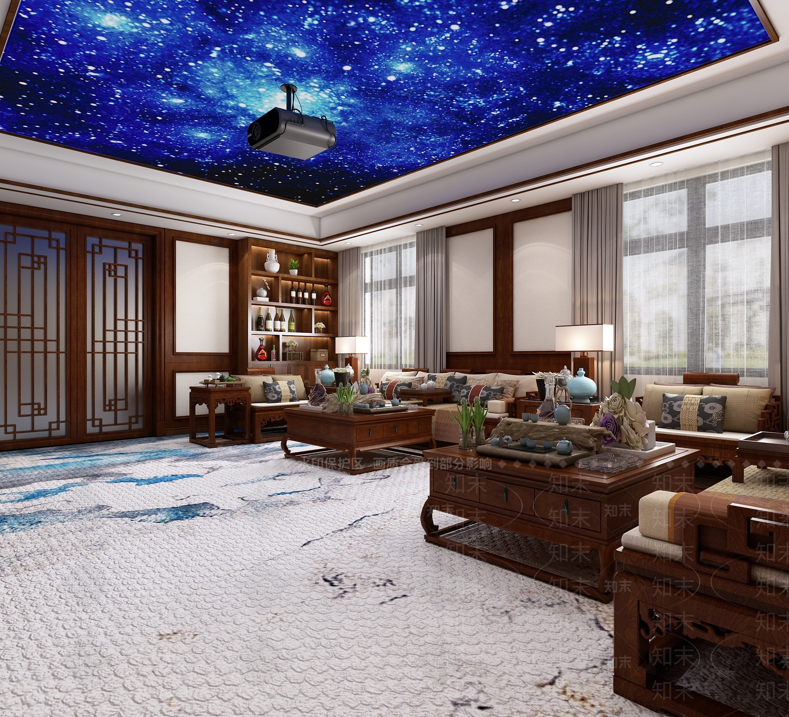 新中式影音室3D模型下载【ID:872562954】
