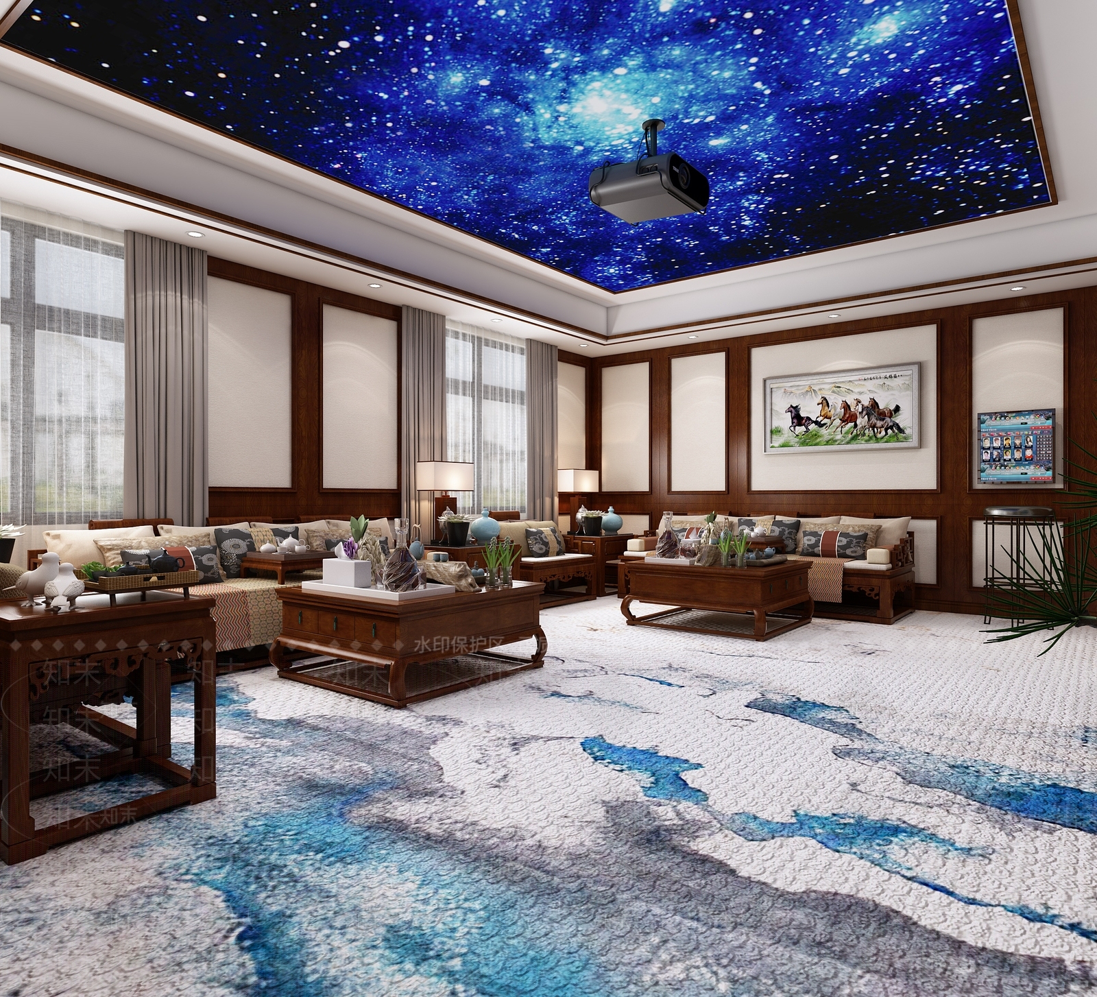 新中式影音室3D模型下载【ID:872562954】