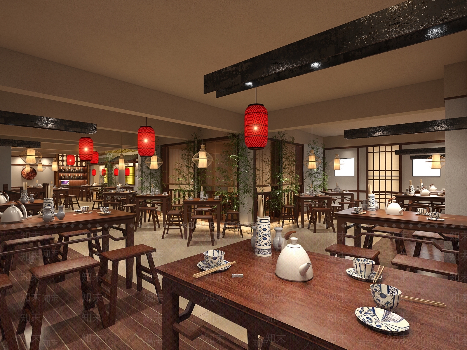 中式火锅店3D模型下载【ID:372570277】