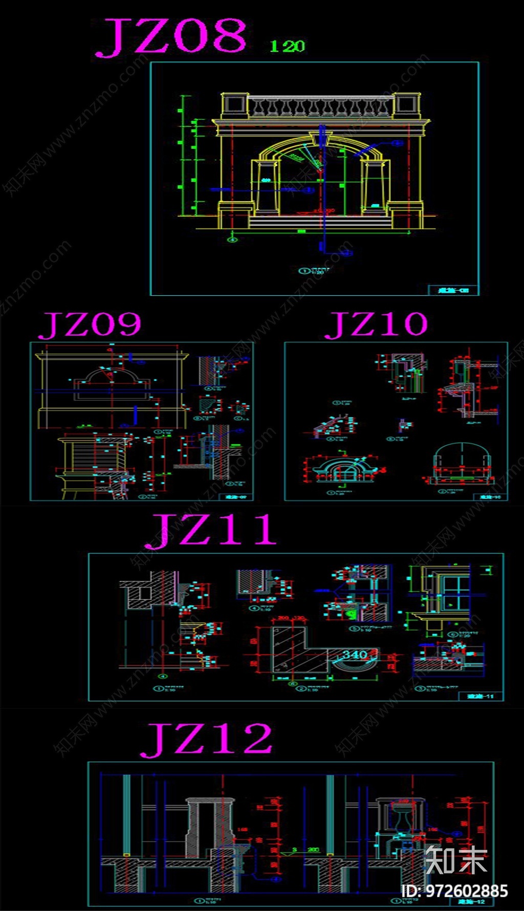 豪华石材别墅CAD图纸cad施工图下载【ID:972602885】