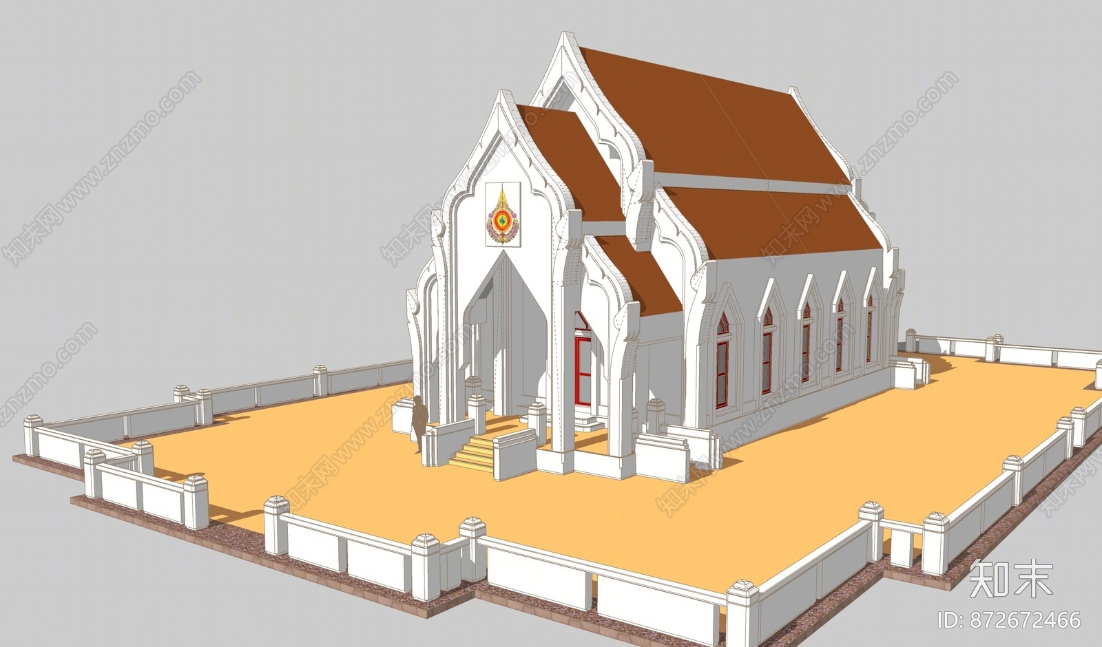 东南亚风格教堂SU模型下载【ID:872672466】