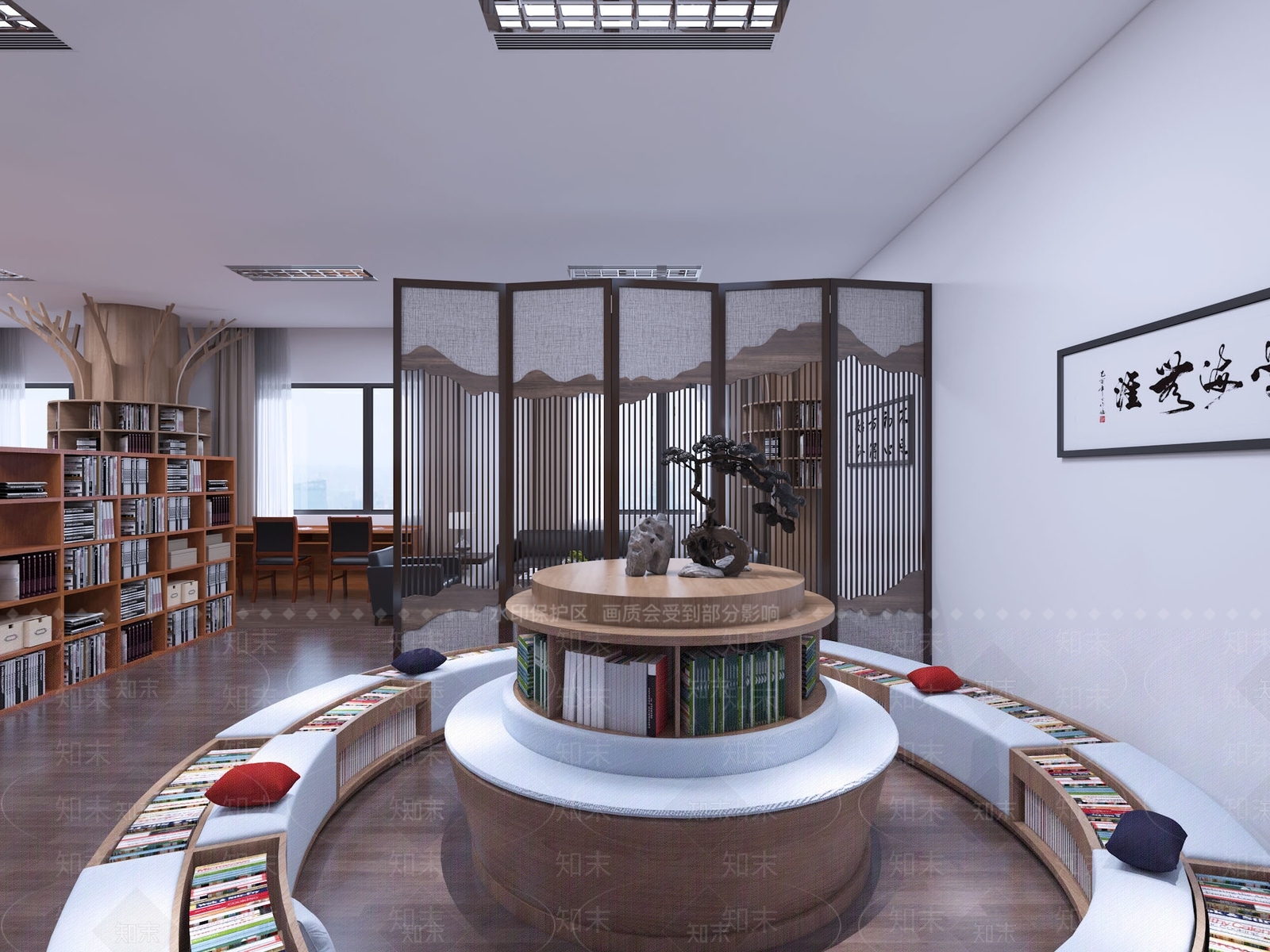 新中式图书馆3D模型下载【ID:872697256】