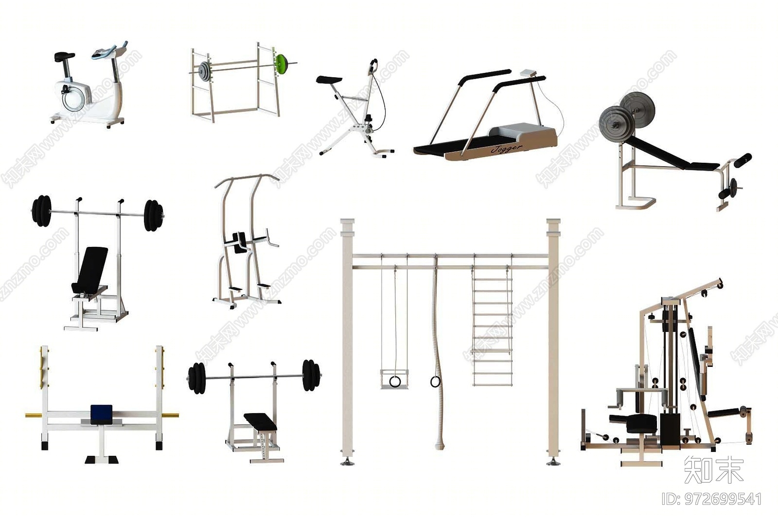 现代健身器材3D模型下载【ID:972699541】