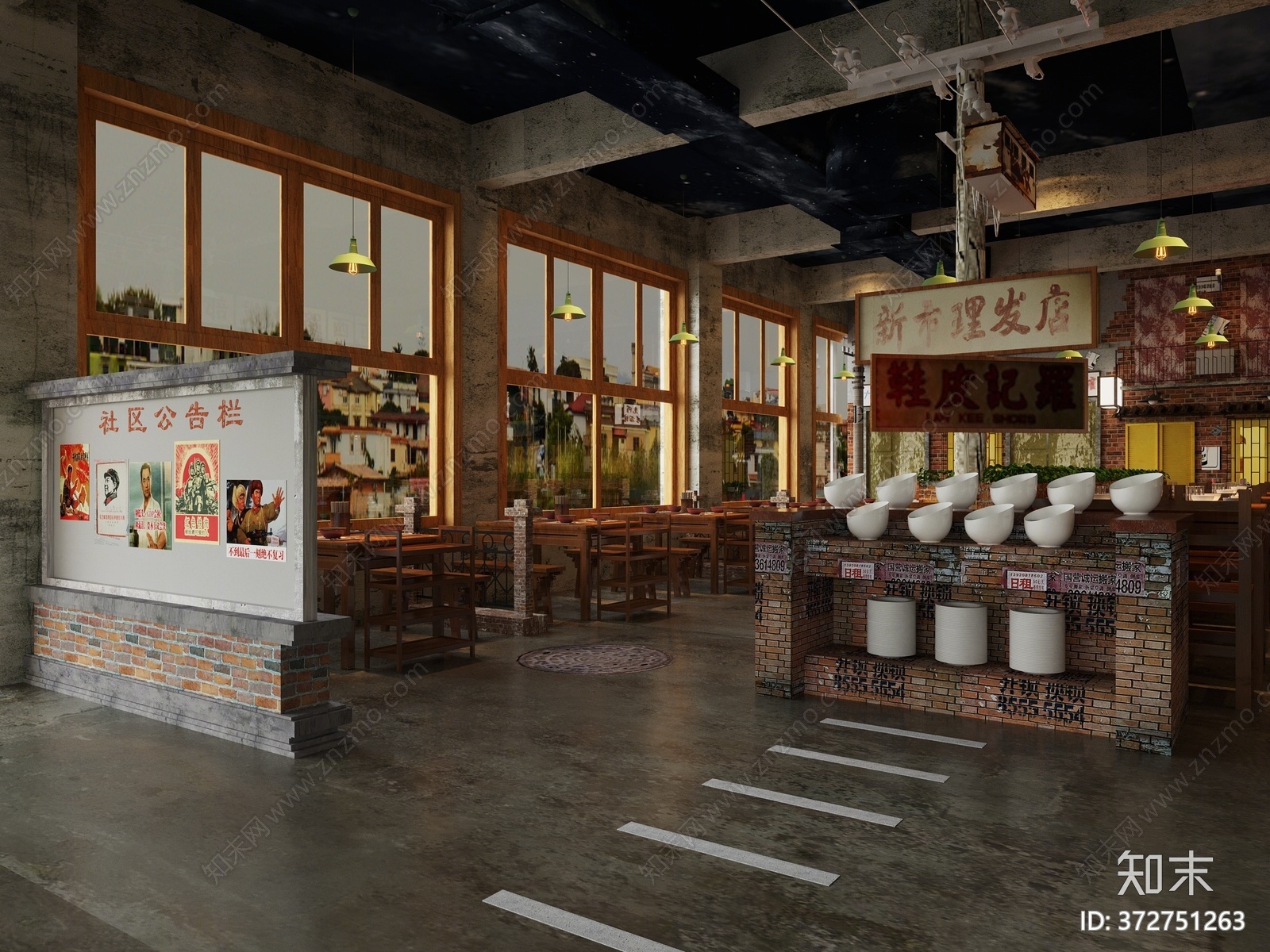 新中式火锅店3D模型下载【ID:372751263】