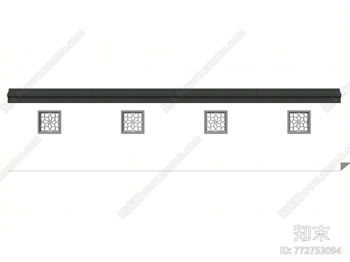 新中式风格围墙SU模型下载【ID:772753094】