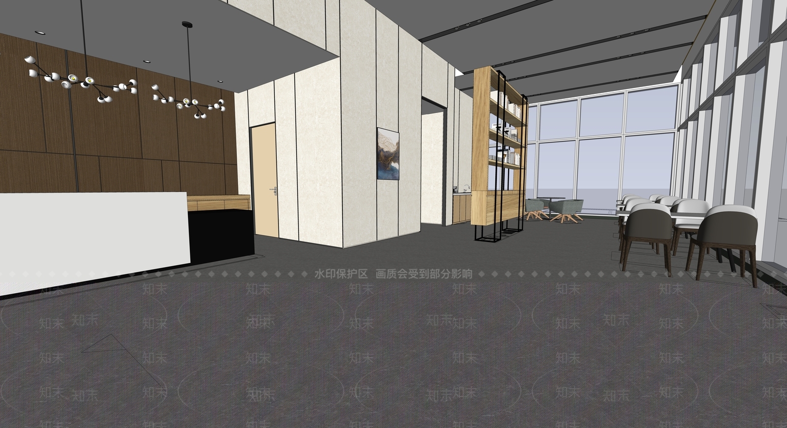 现代风格接待大厅SU模型下载【ID:572760440】