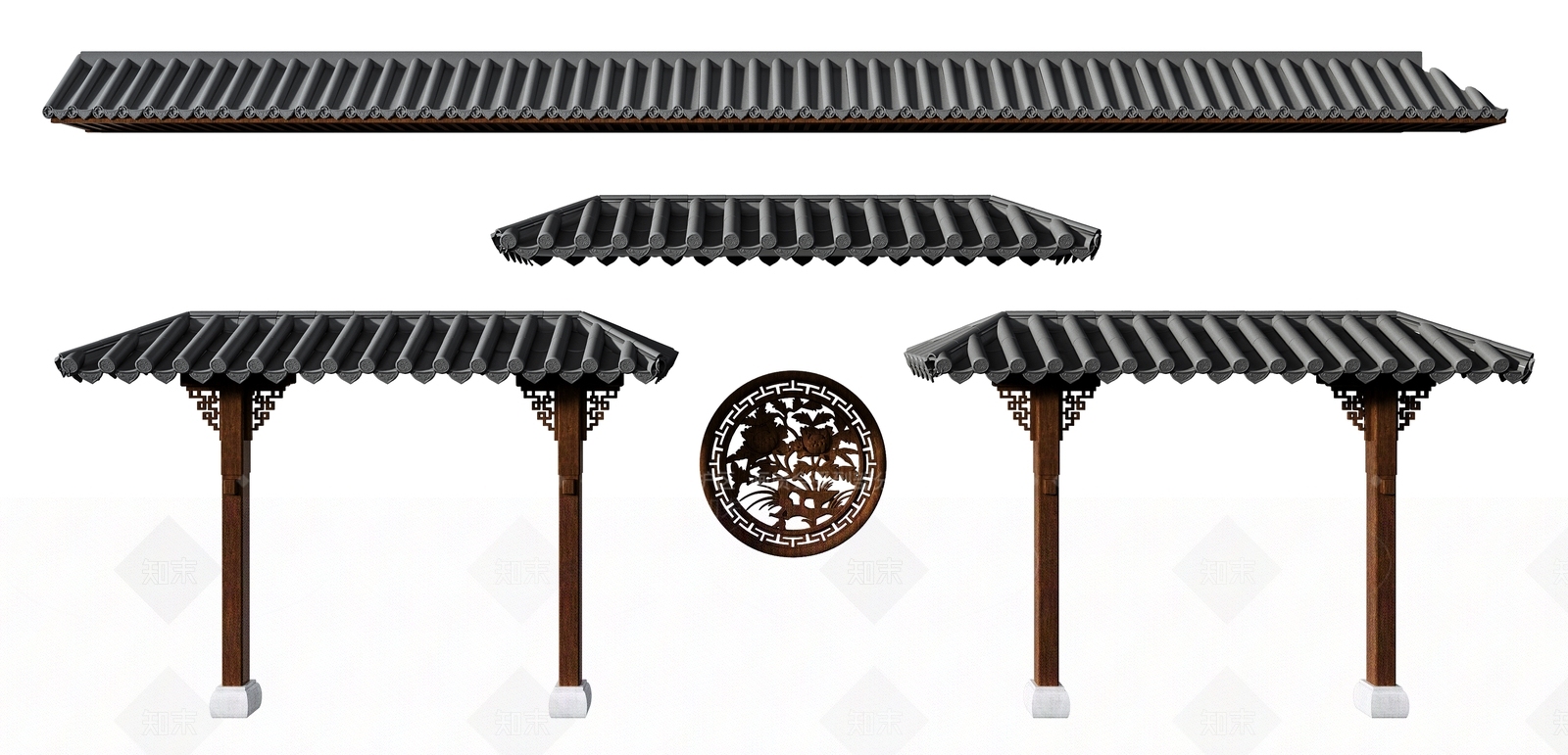 中式瓦片3D模型下载【ID:772770525】