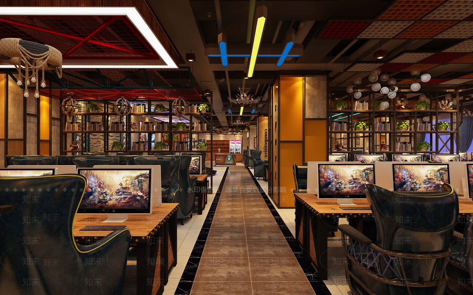 工业风网咖3D模型下载【ID:972782207】