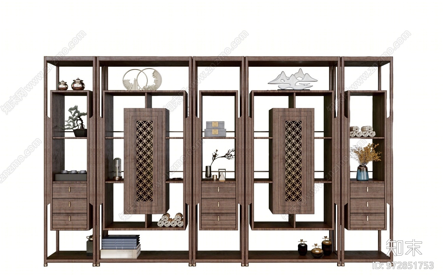 新中式博古架3D模型下载【ID:972851753】