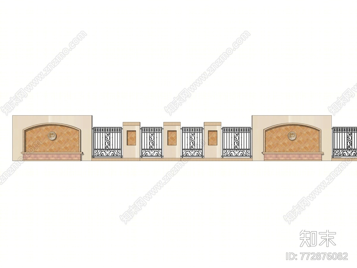 欧式风格围墙SU模型下载【ID:772876082】