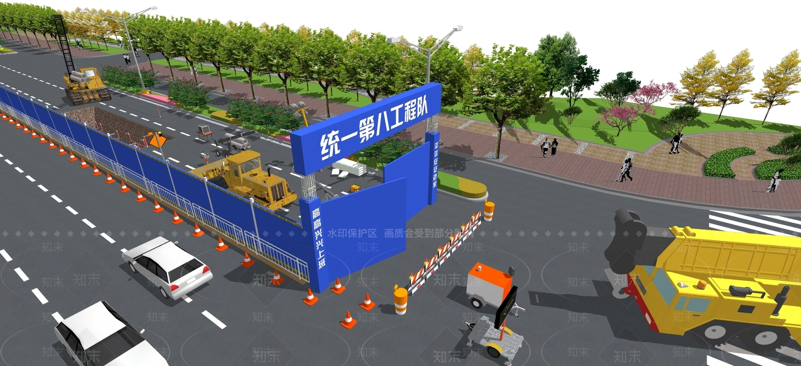 现代风格道路SU模型下载【ID:972915752】