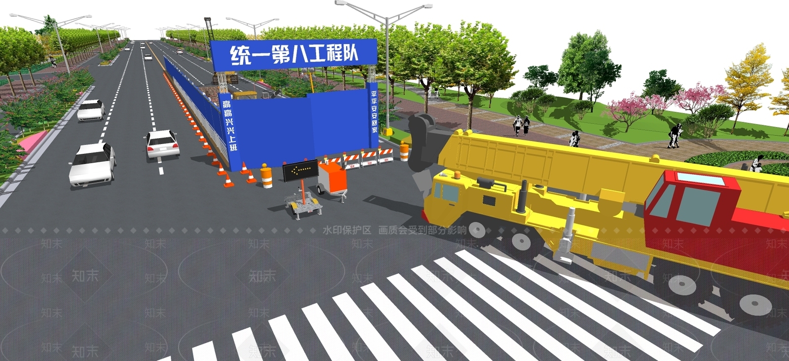现代风格道路SU模型下载【ID:972915752】
