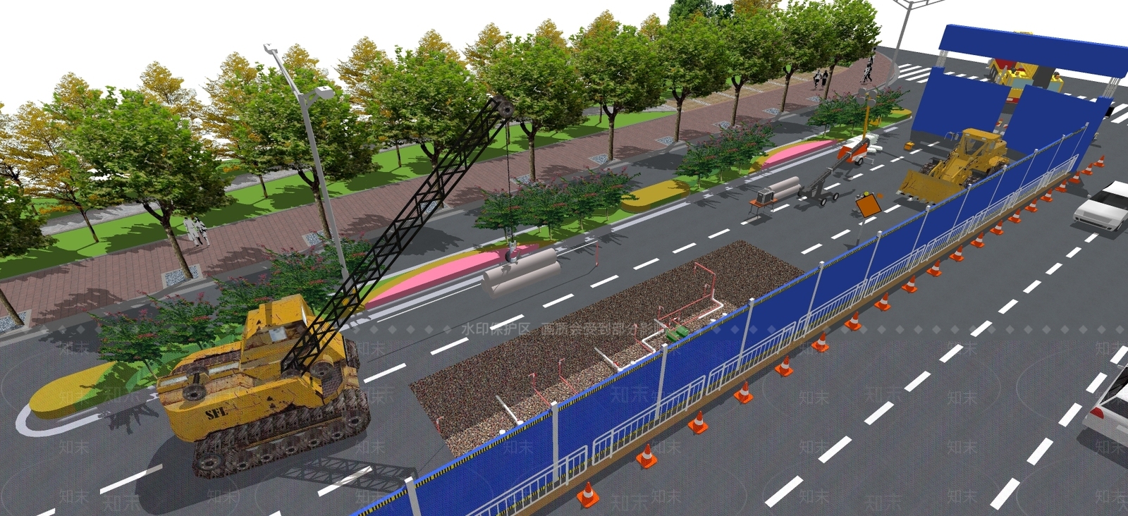 现代风格道路SU模型下载【ID:972915752】