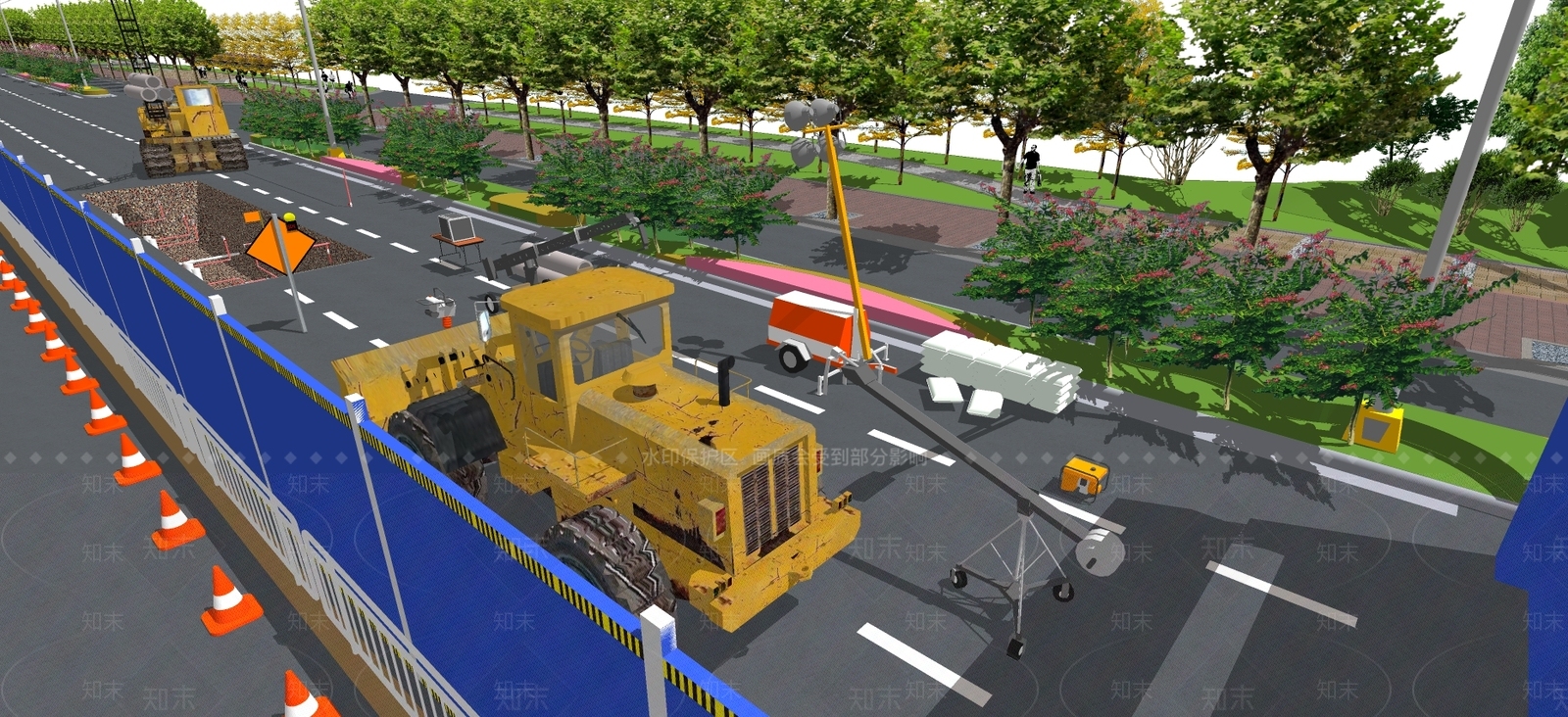 现代风格道路SU模型下载【ID:972915752】