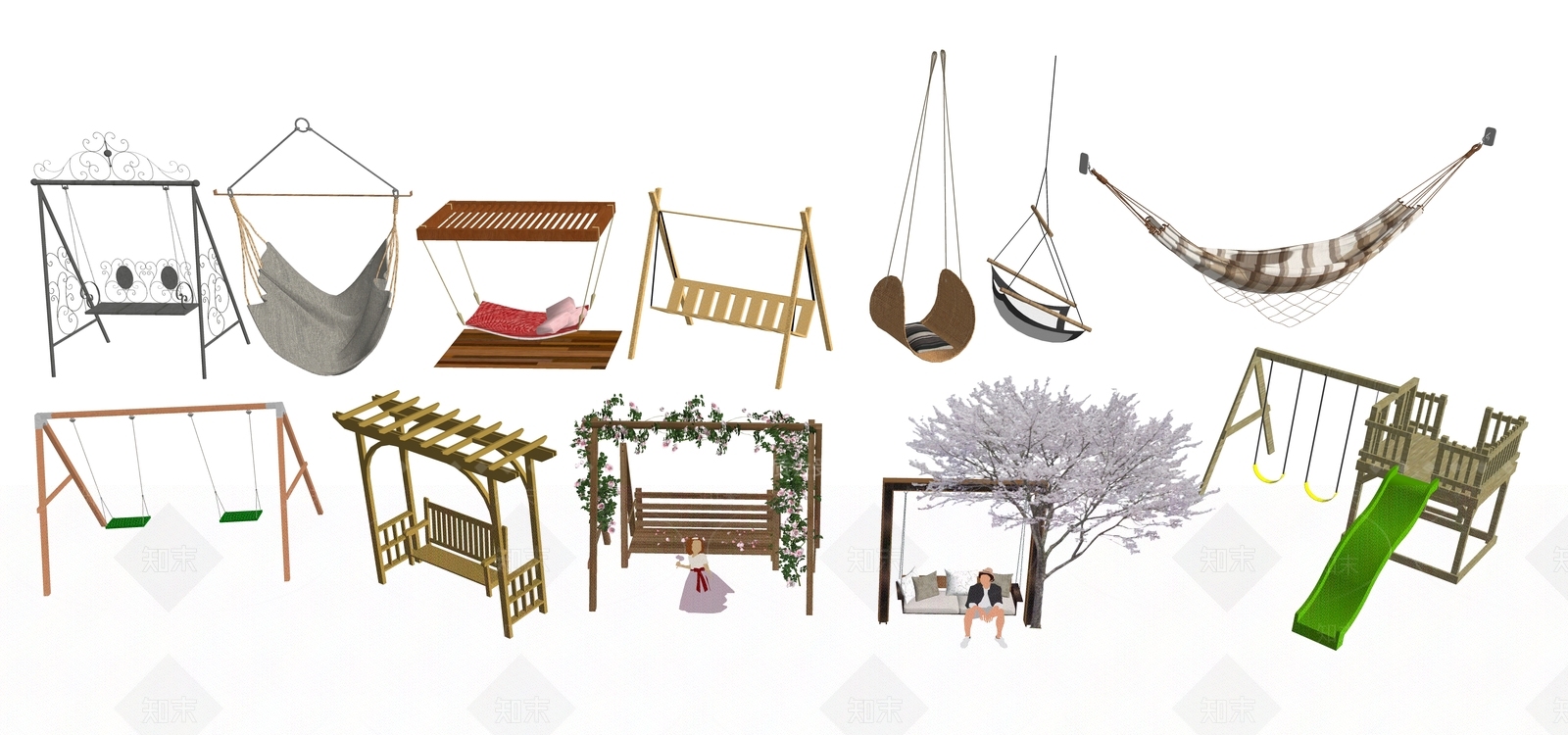 现代风格秋千SU模型下载【ID:372914719】