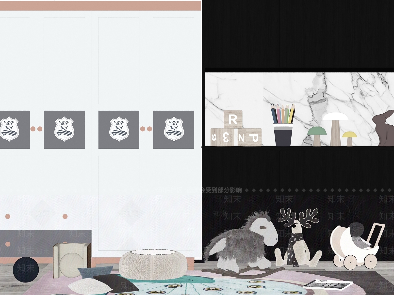 现代儿童装饰柜SU模型下载【ID:472924653】