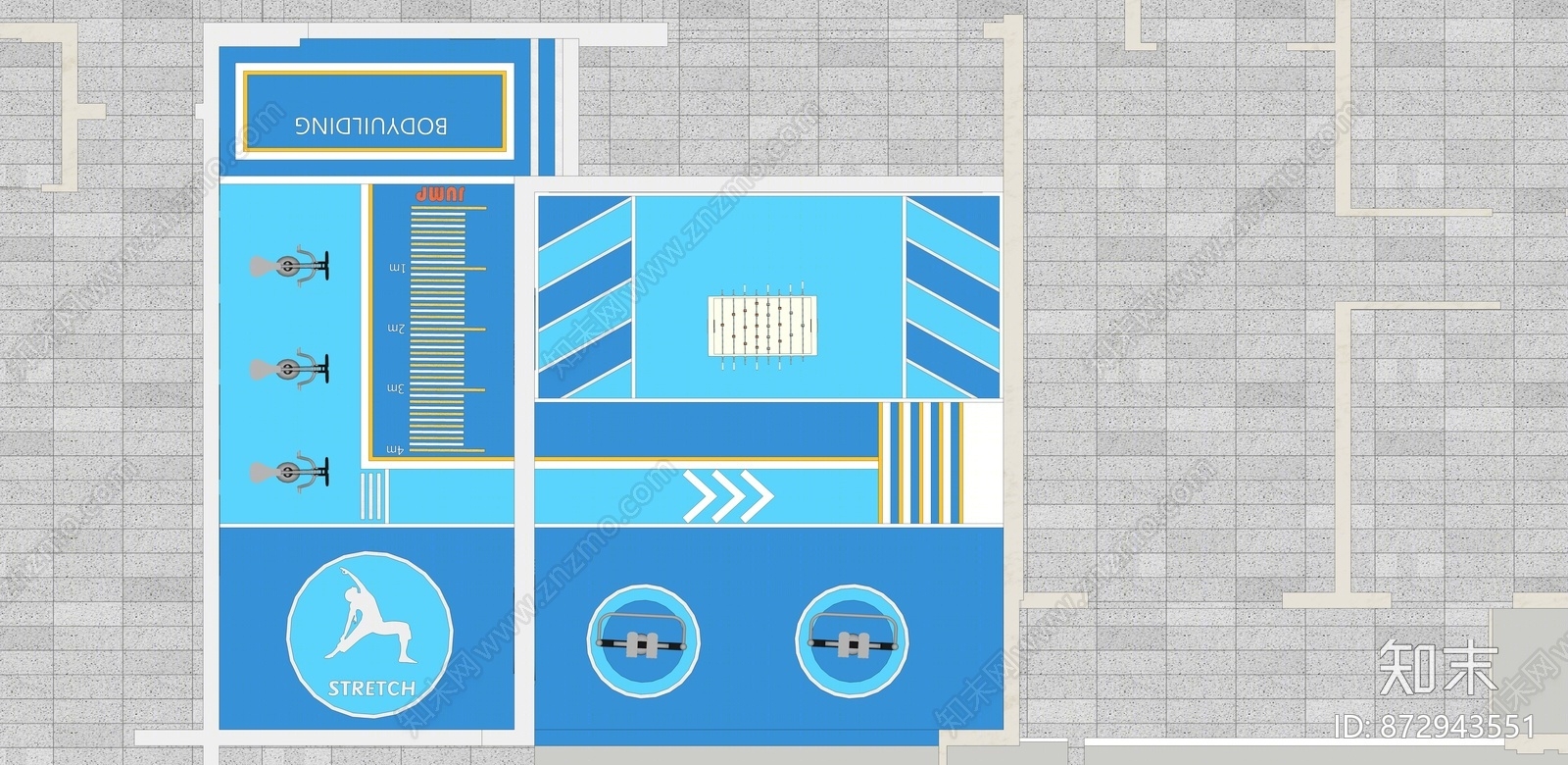 现代风格健身房SU模型下载【ID:872943551】