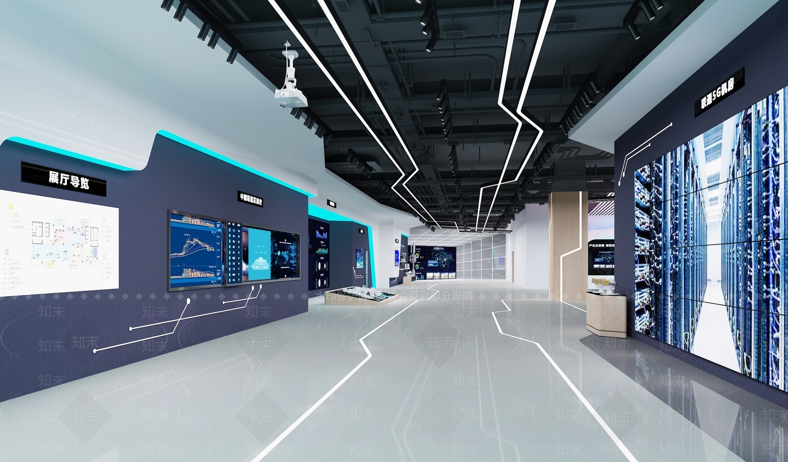 现代风格展厅5G展厅数字展厅VR体验大数据物联网科技展厅3D模型下载【ID:972952578】