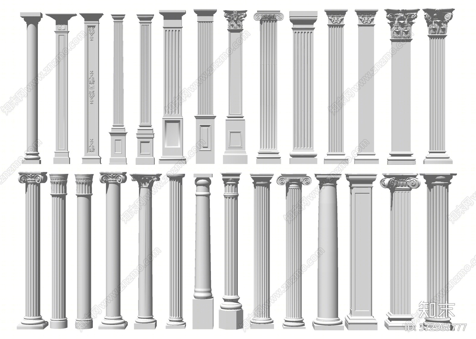 欧式风格罗马柱SU模型下载【ID:372967777】