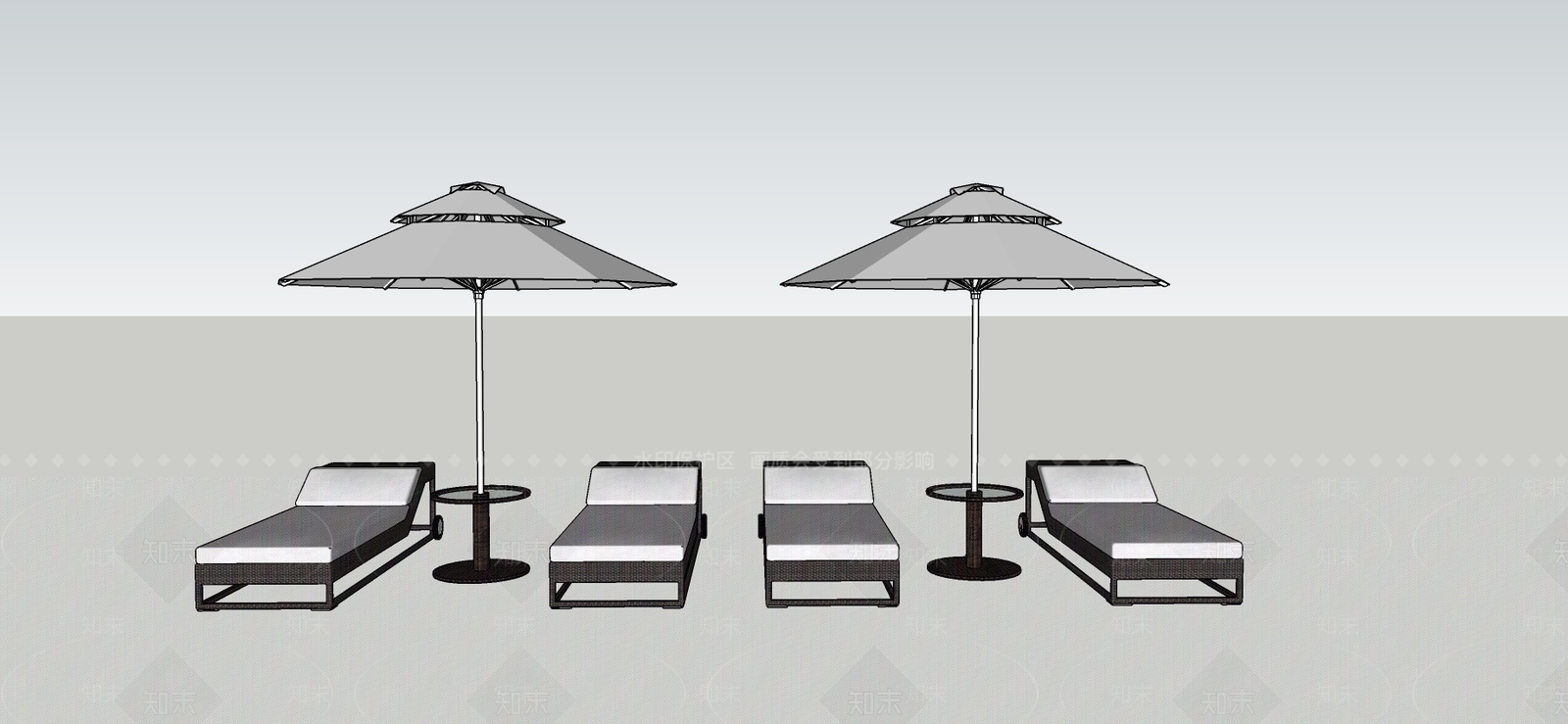 现代风格遮阳伞SU模型下载【ID:372971396】