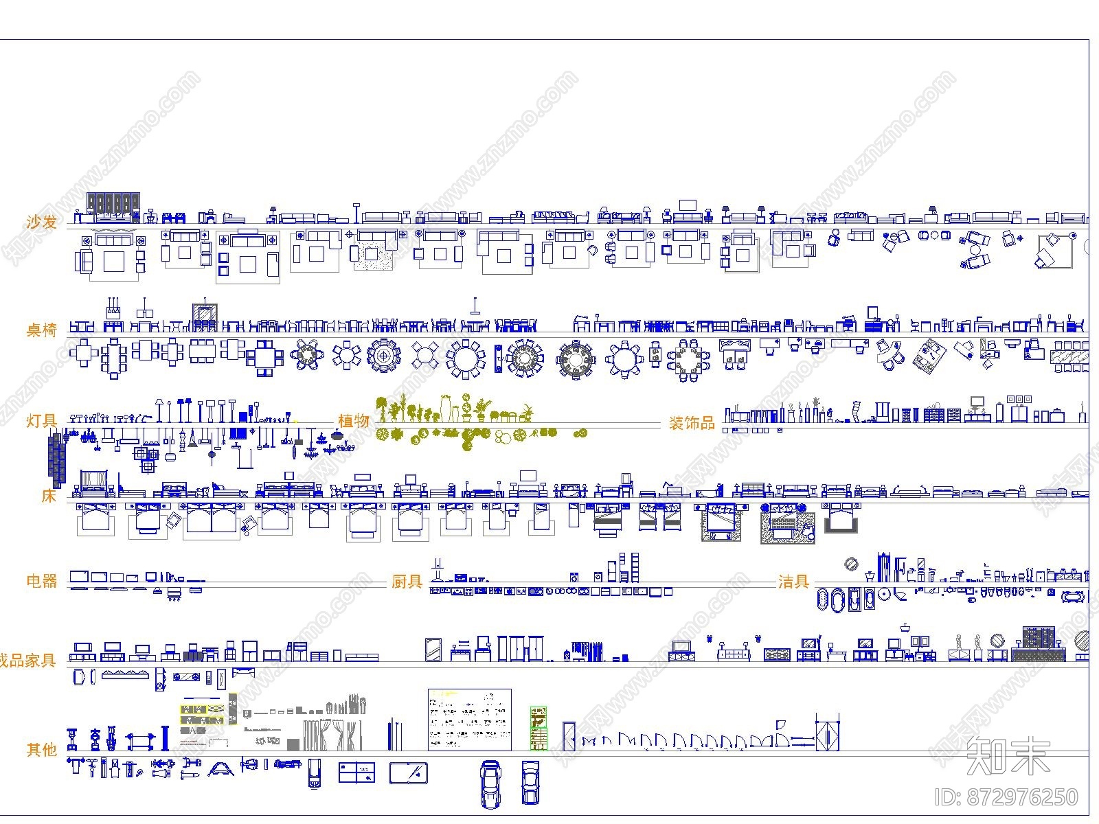 CAD家装常用图库施工图下载【ID:872976250】