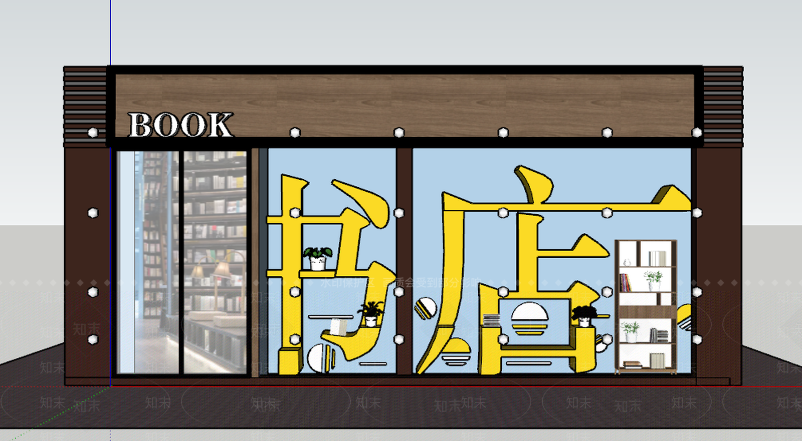 现代风格书店SU模型下载【ID:672998404】
