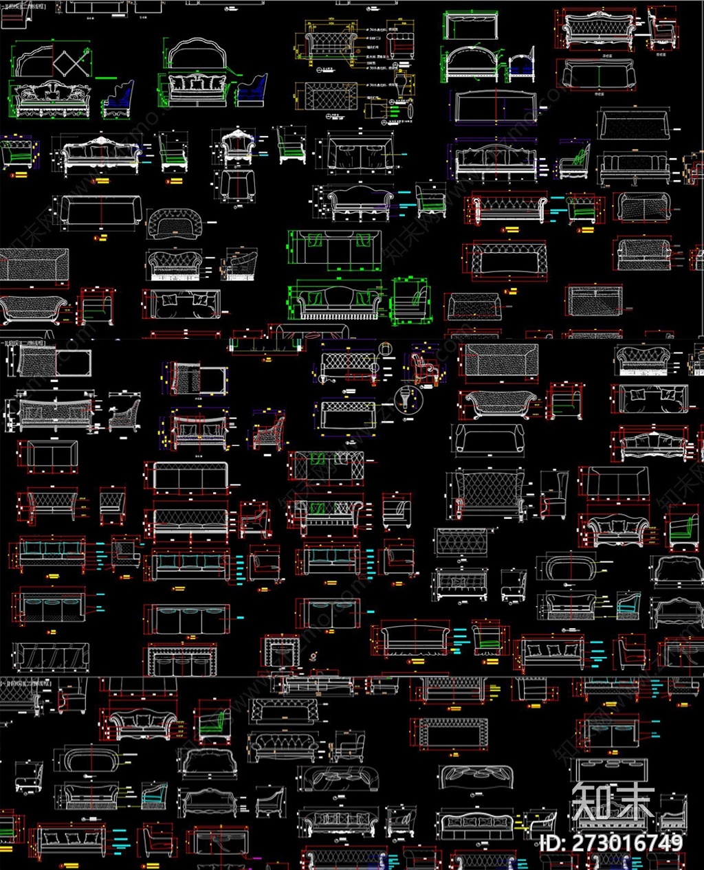 沙发CAD施工图下载【ID:273016749】
