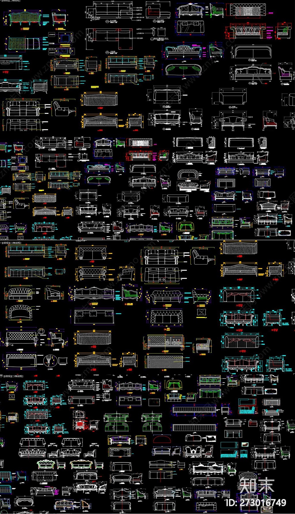 沙发CAD施工图下载【ID:273016749】