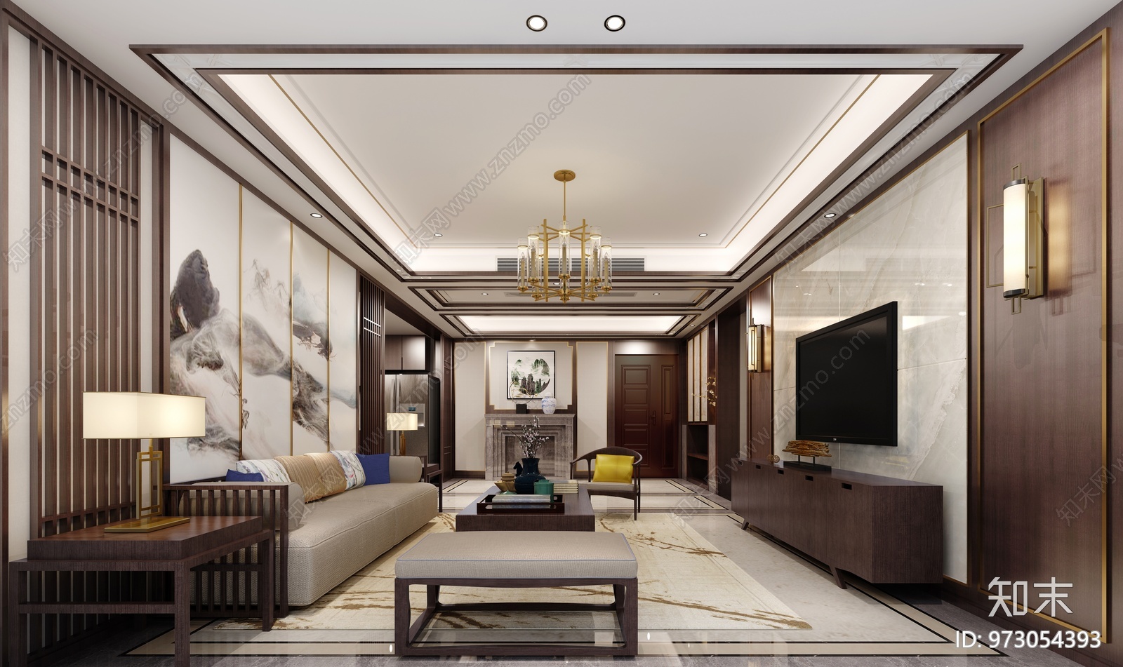 新中式家装施工图施工图下载【ID:973054393】