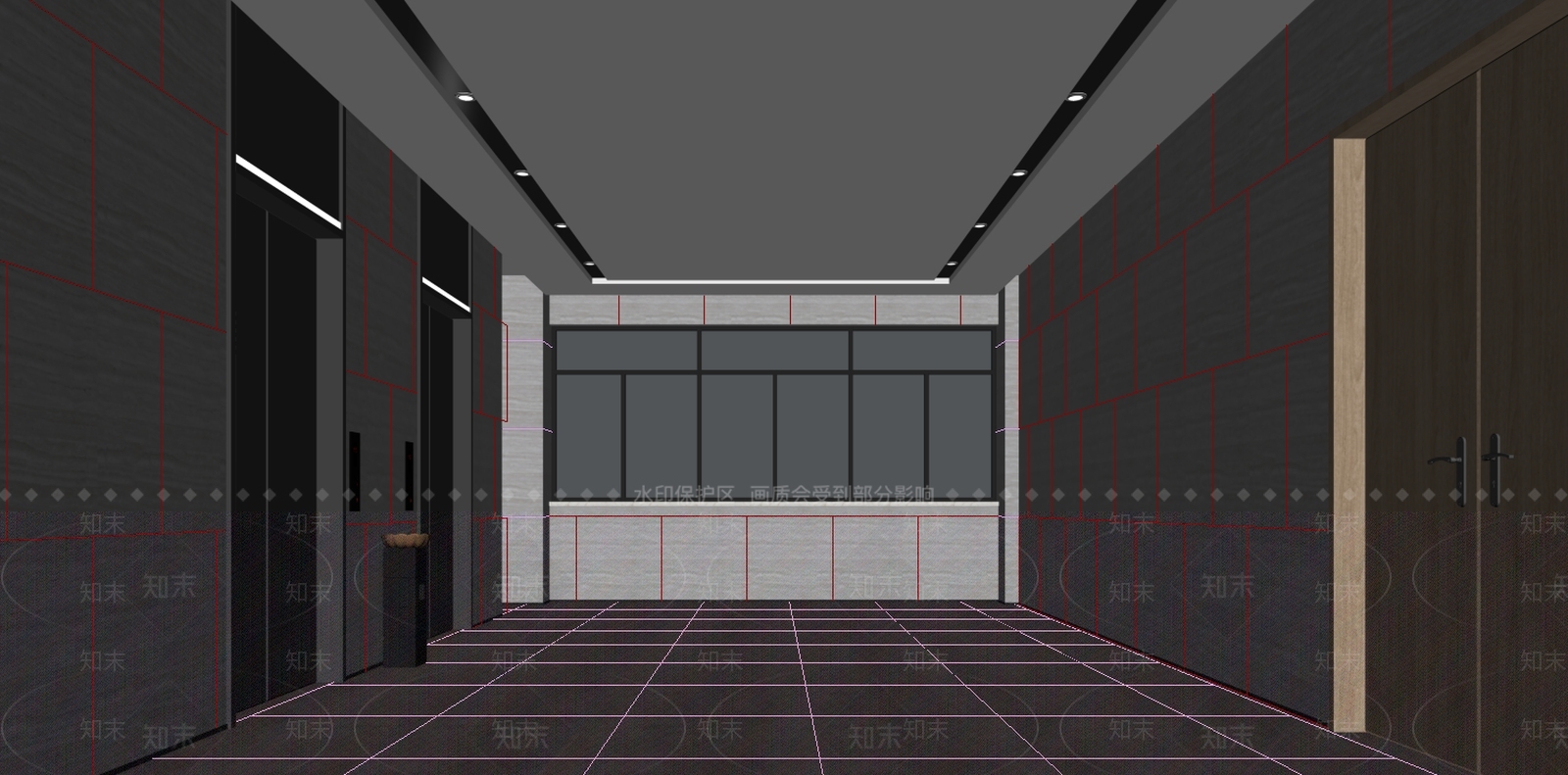 现代风格电梯间SU模型下载【ID:873065544】