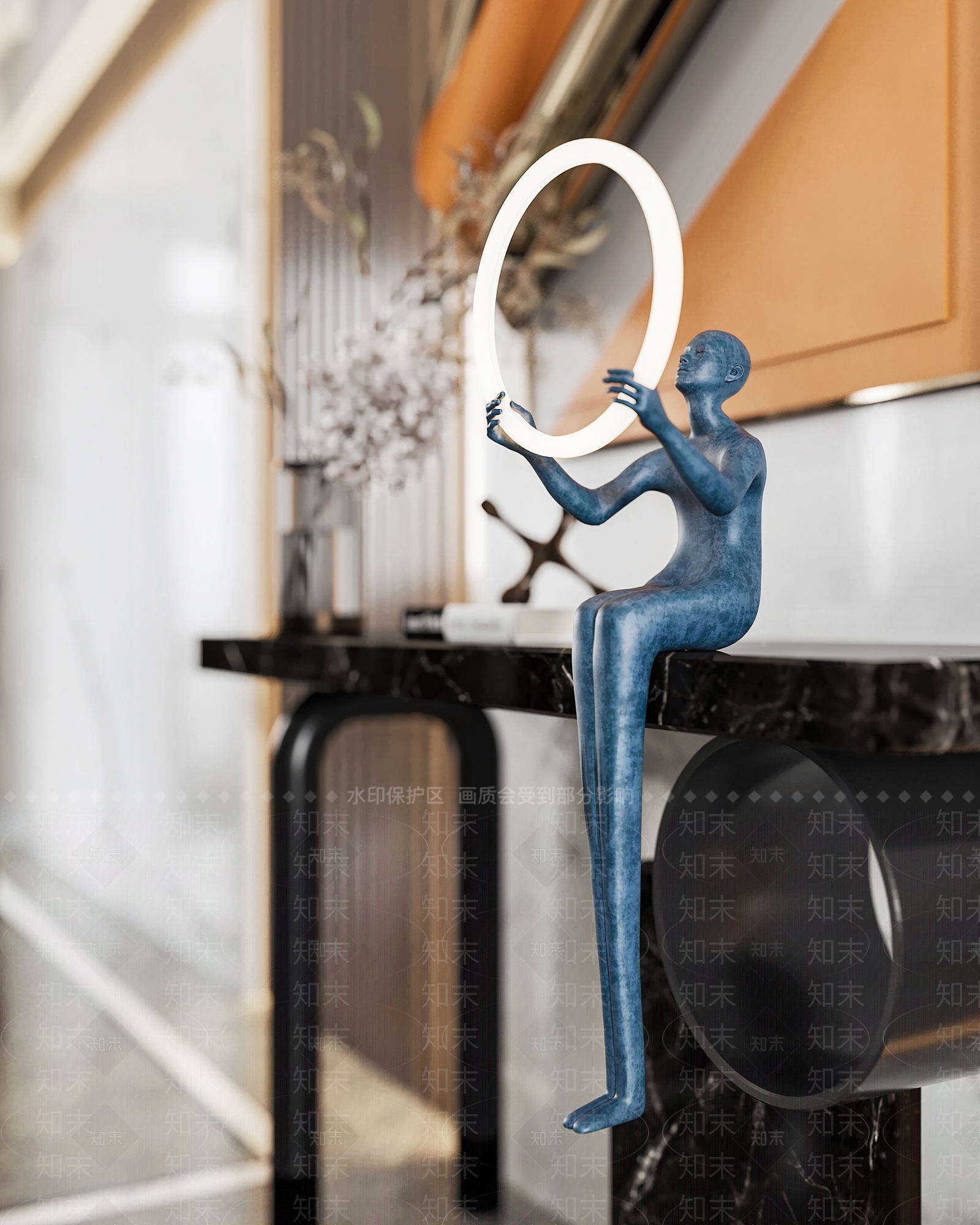 现代风格人像雕塑SU模型下载【ID:673069804】