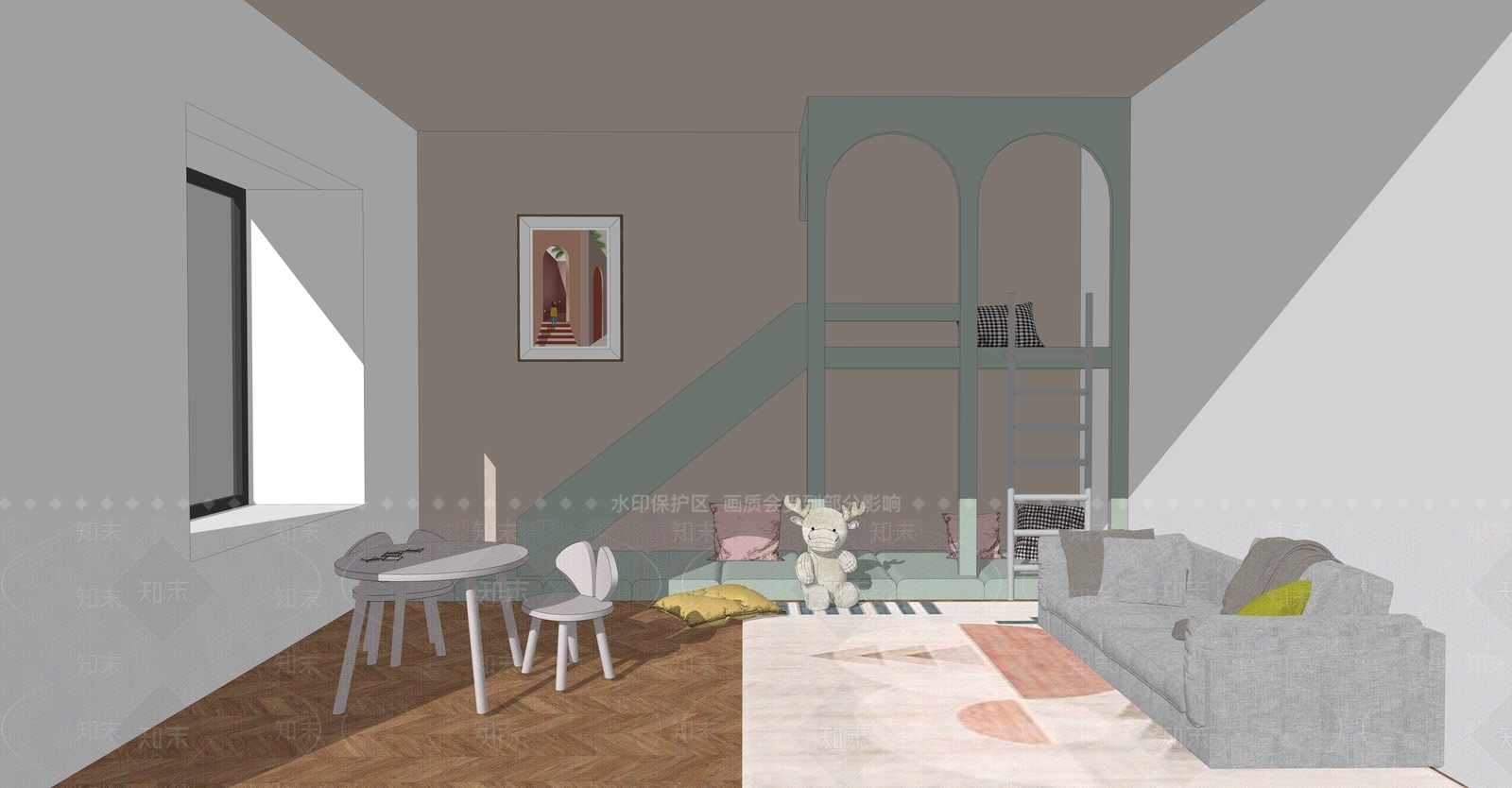 北欧风格儿童玩具房SU模型下载【ID:473095673】