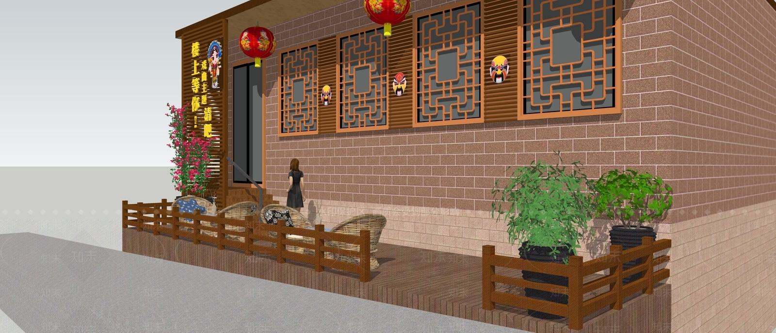 中式风格酒吧SU模型下载【ID:573111588】