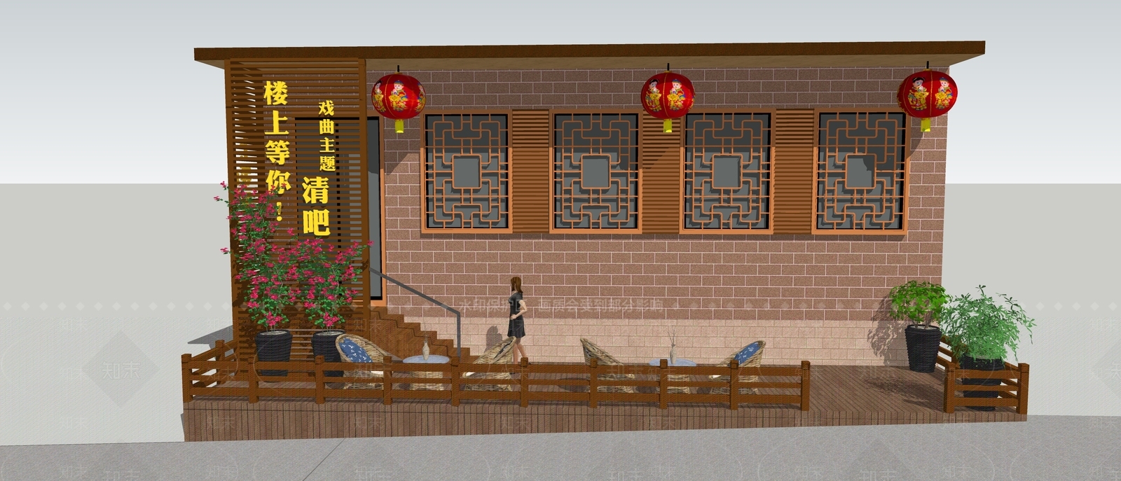 中式风格酒吧SU模型下载【ID:573111588】