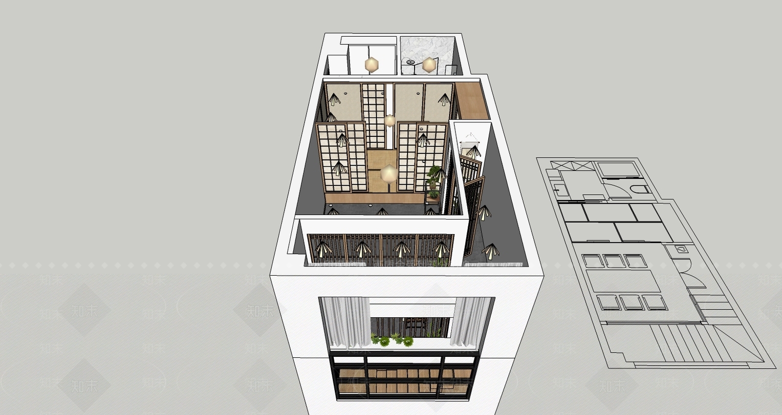 新中式店铺SU模型下载【ID:373114218】