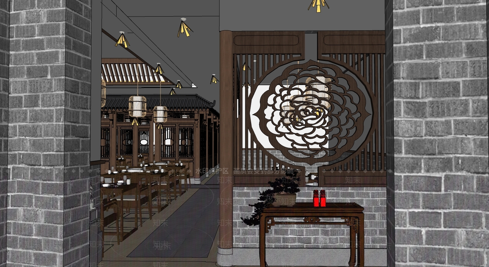 中式火锅店SU模型下载【ID:573120808】