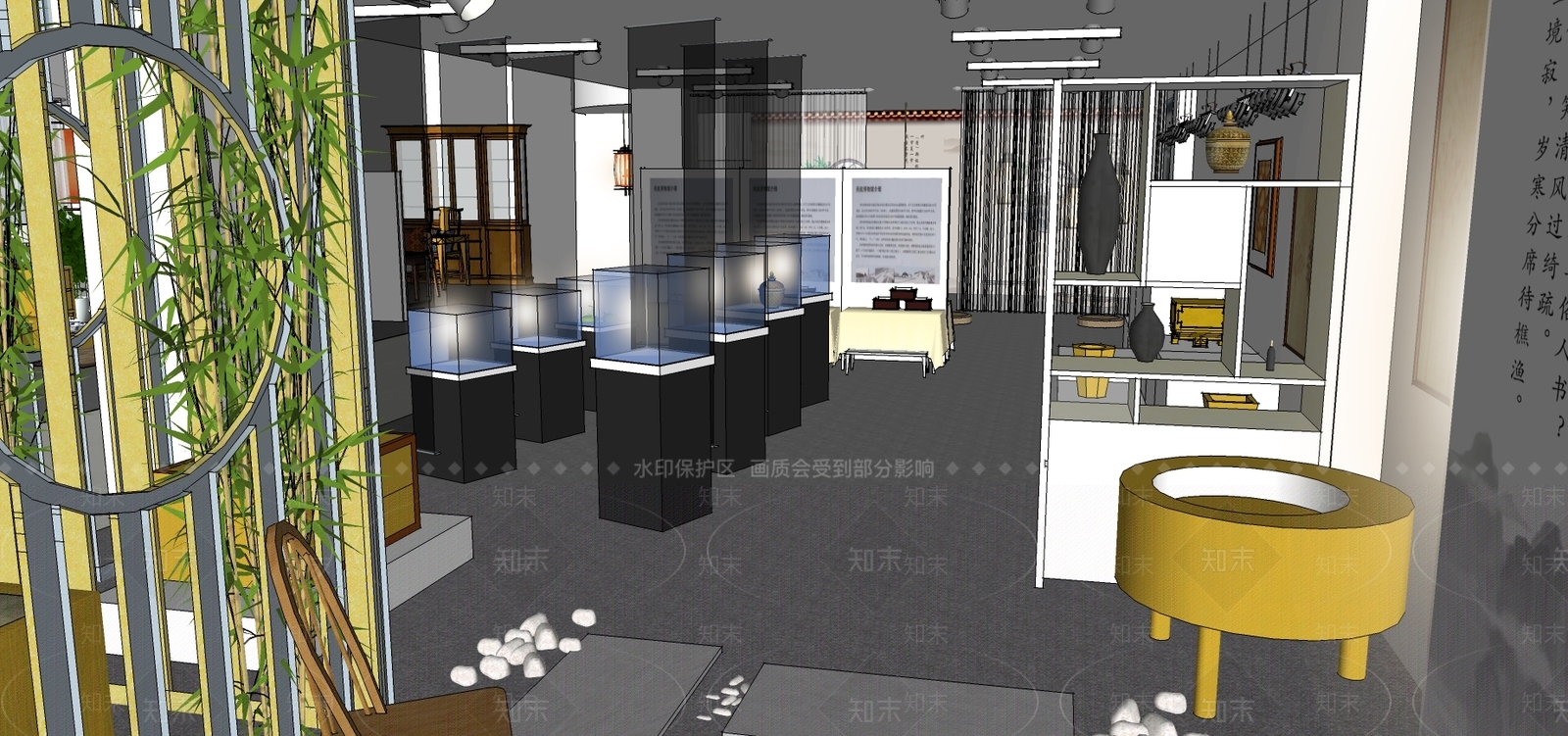 新中式风格展厅SU模型下载【ID:273119941】