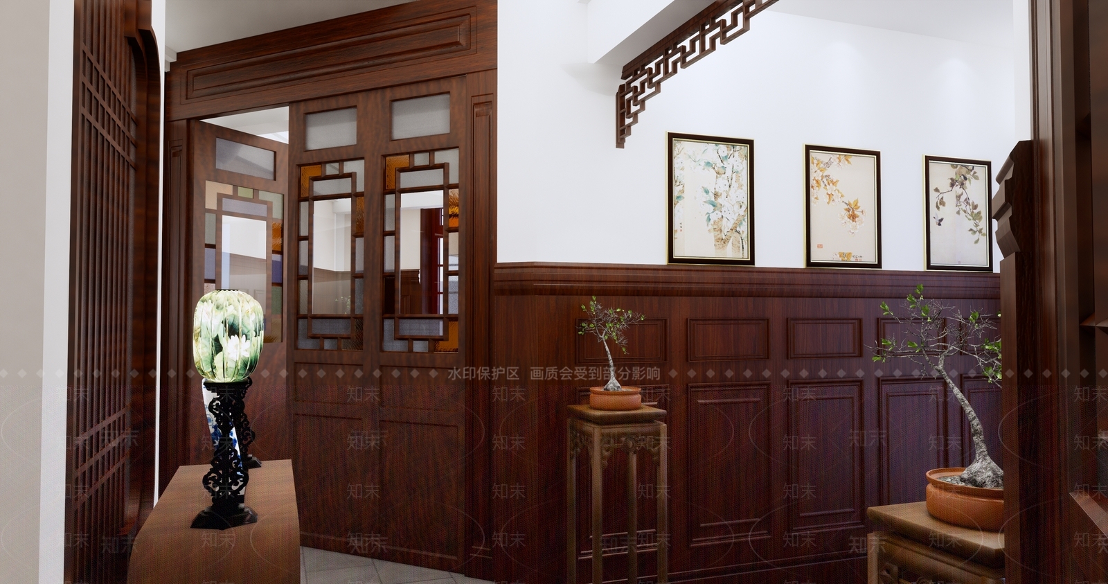 中式茶室SU模型下载【ID:373120293】