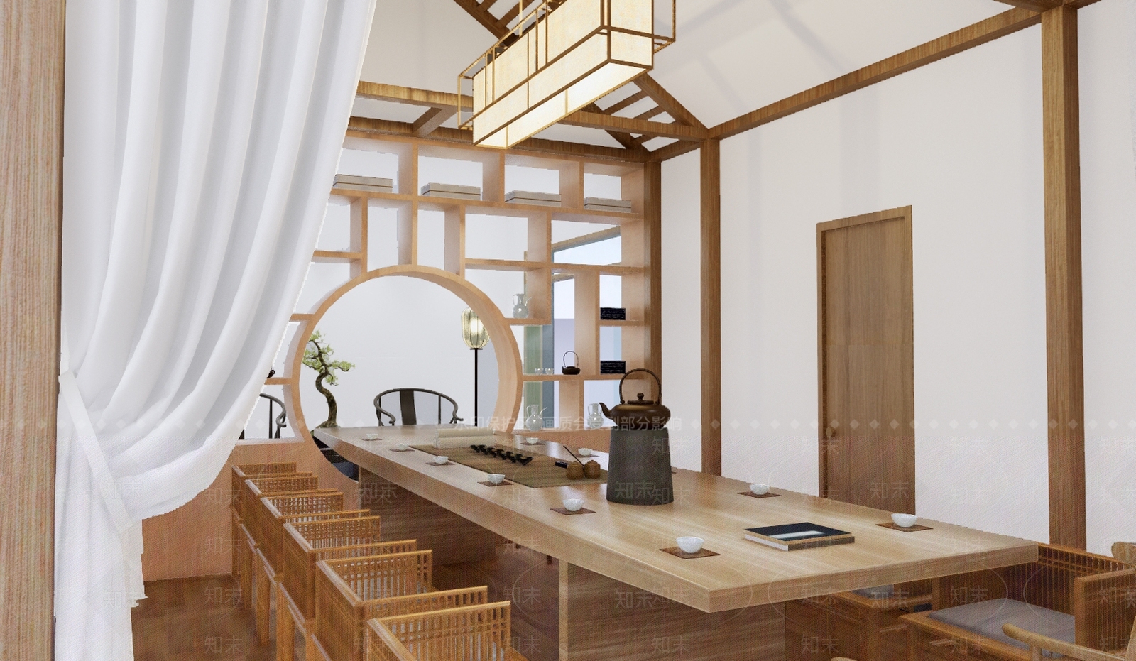 中式茶室SU模型下载【ID:373121262】